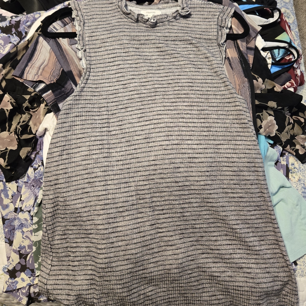 Maurices Gray and Black Ruffle Tank Top